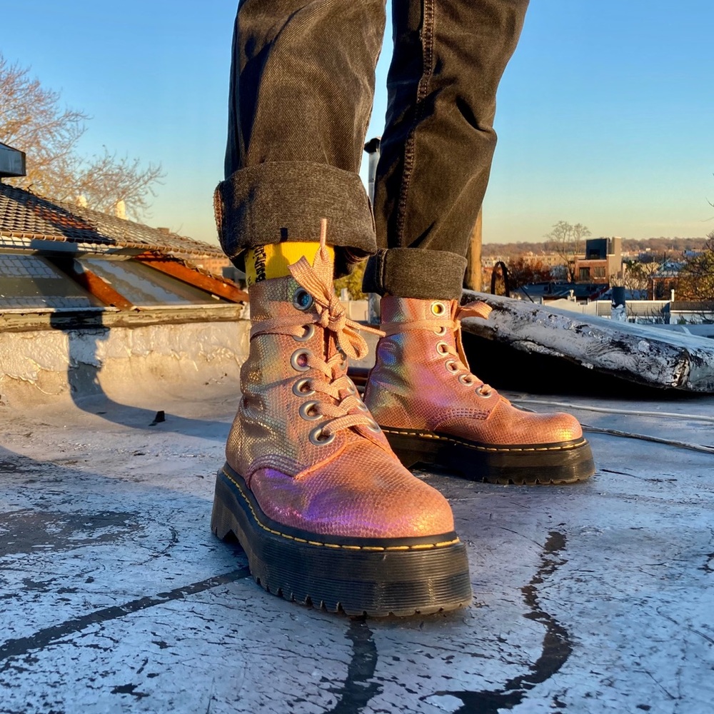 Dr. Marten's 'Molly' Boot in Metallic Snake Suede